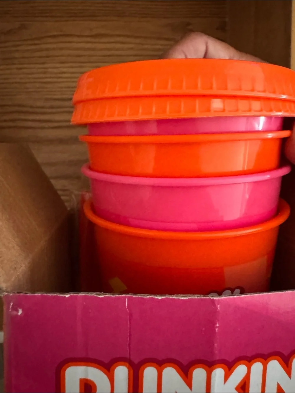 Dunkin' Reusable 24 oz Cold Cup - Orange with Pink Lid